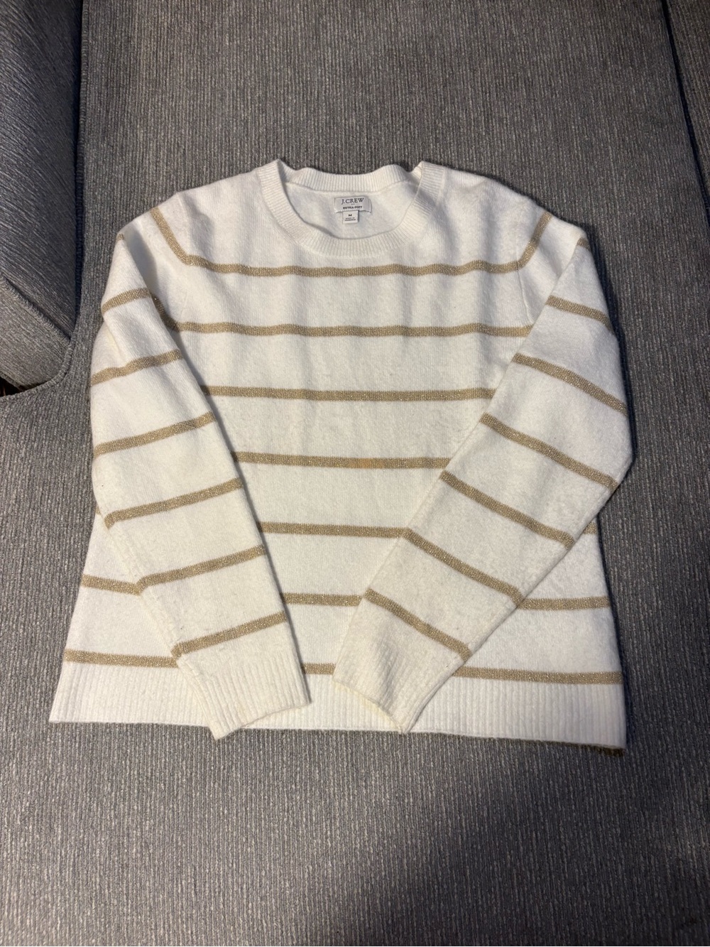 J. Crew Cream Sweater with Tan Stripes